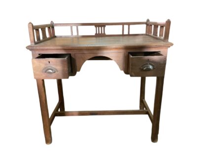 Kleiner brauner vollholz Schreibtisch – Bild 2