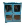 Vintage Blaue Vitrine aus Indien mit Glastüren