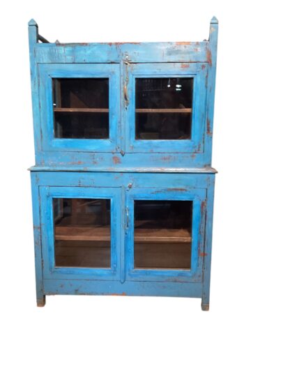 Doppelte Glasvitrine in Blau
