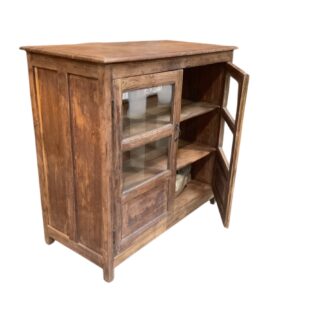 Vintage Braune Holz Vitrine mit Glas