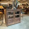 Vintage Braune Holz Vitrine mit Glas – Bild 6