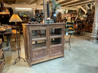 Vintage Braune Holz Vitrine mit Glas – Bild 6