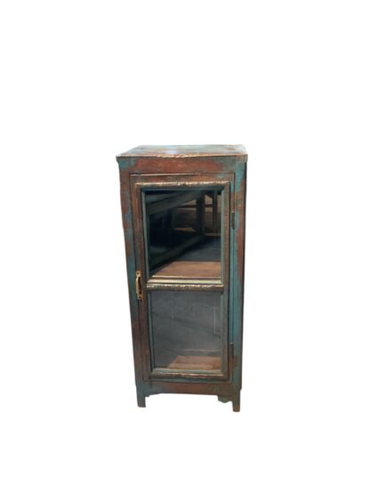 Blauer Patina Glasschrank – Ideal als Nachttisch oder Küchenkästchen – Bild 3