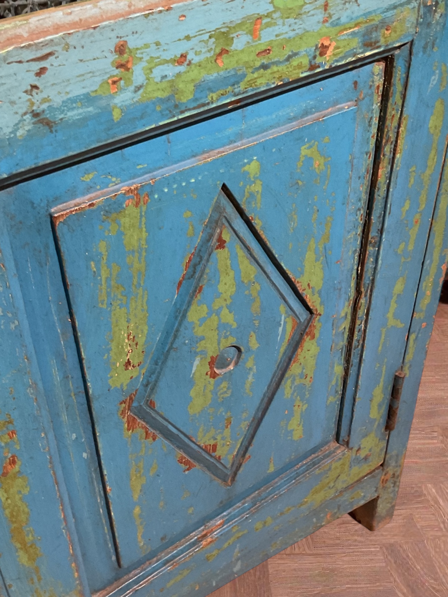 Blaues Vintage Kästchen mit 2 Glastüren - Image 3