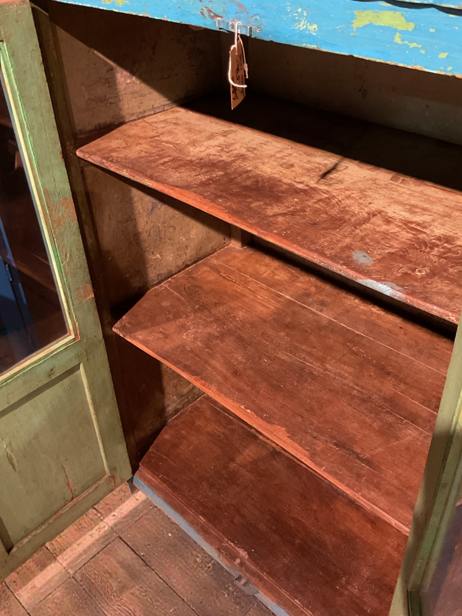 Blaues Vintage Kästchen mit 2 Glastüren - Image 4