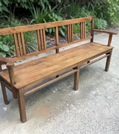 Vintage Holzbank mit Rückenlehne