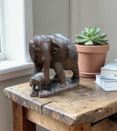 Vintage Elefantenfigur mit Jungtier