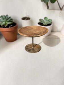 Vintage Holzschale auf Metallständer
