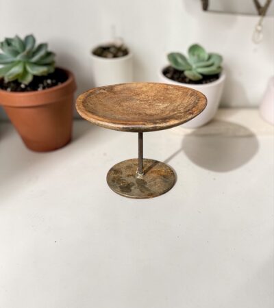 Vintage Holzschale auf Metallständer