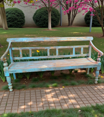 Holz Bank aus Indien in Blau